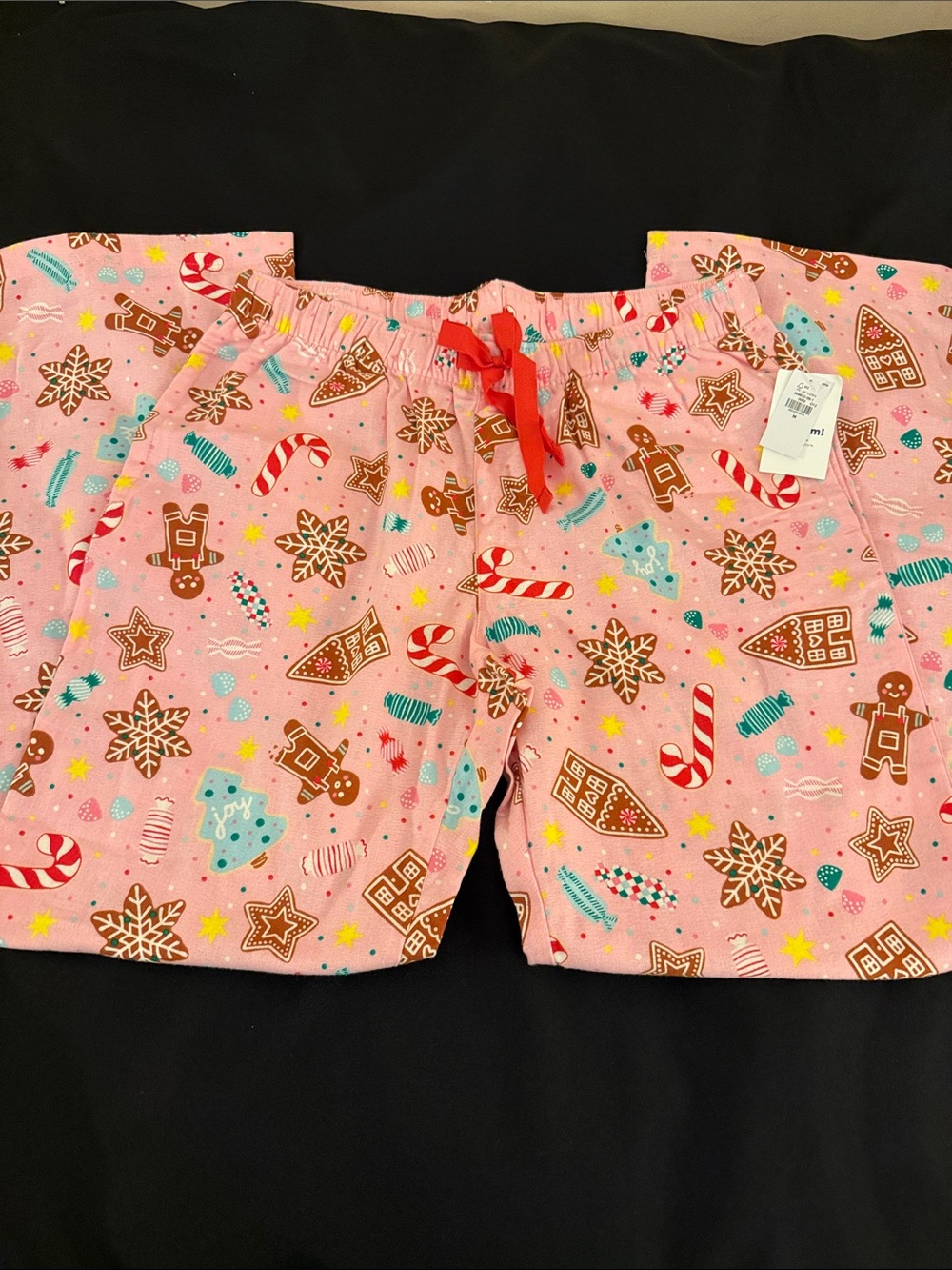 Old Navy Pink and Cream Gingerbread 'OH SNAP' ladies Pajama Set Top L bottom M - Picture 8 of 11